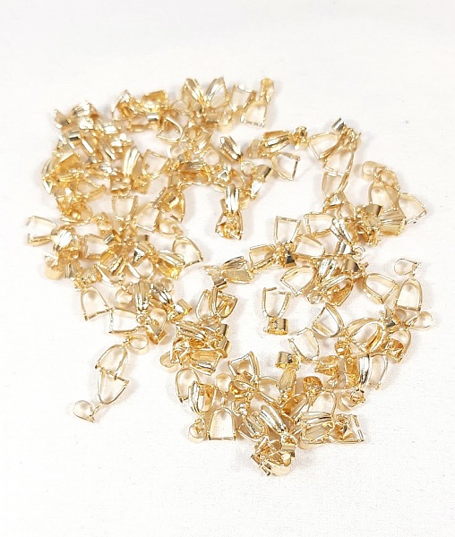 Appr&ecirc;ts bijoux: lot de 10 b&eacute;li&egrave;res ou attache pendentif m&eacute;tal dor&eacute;