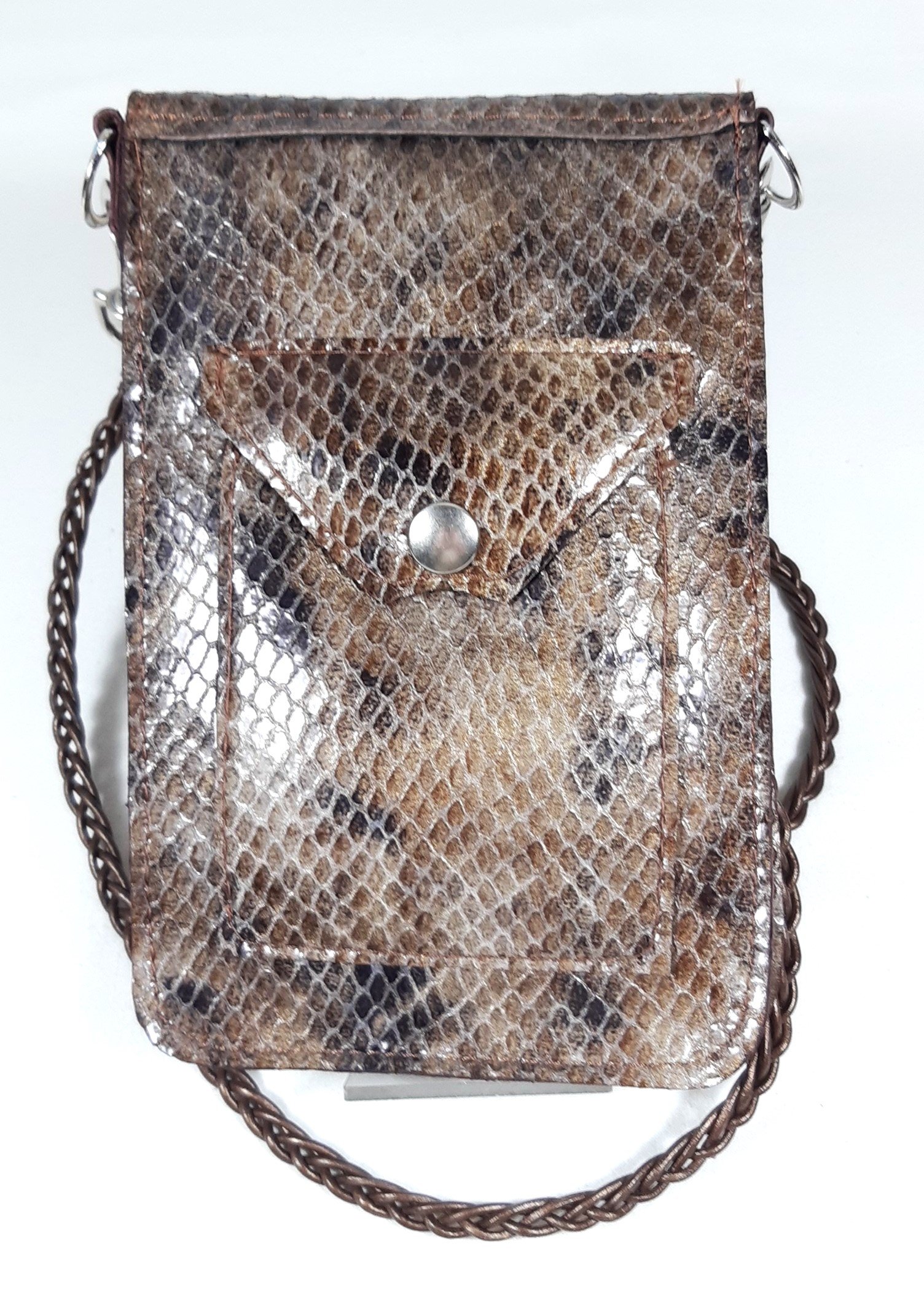 Pochette pour smarthone en cuir, longue bandouli&egrave;re pour un port&eacute; travers.