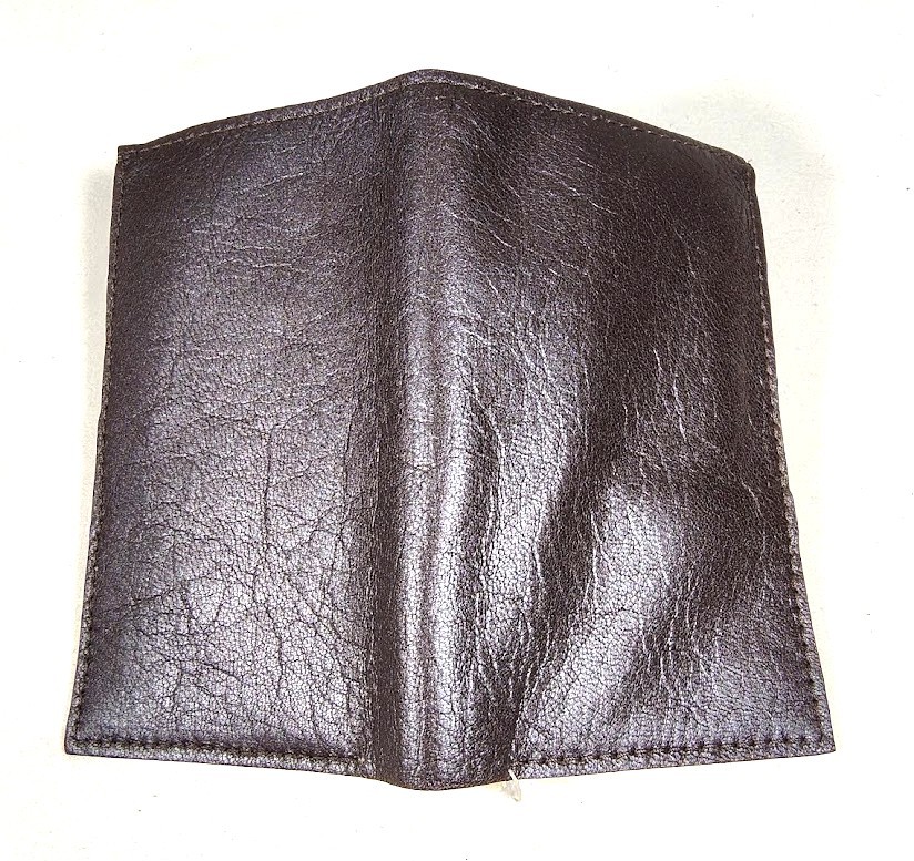Porte feuilles porte cartes cuir marron fonc&eacute;