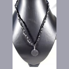 Collier cuir et pierre de lave